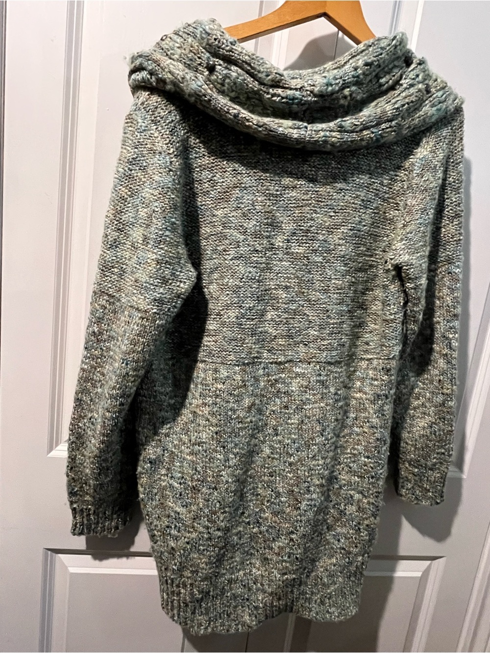 SPANNER Wool Blend Knit Long Sweater/ Dress with Metal Embellished Cowl Neck